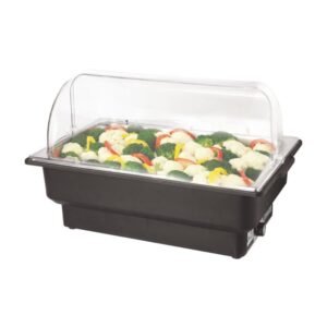 Ecolane Electric (Black) Chaffer with Roll Top Cover, Cap.: 6–9 liters (GN 1/1 pan compatible)