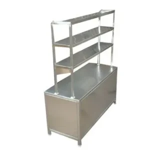 SS Chat Counter with 2 Under Shelf, 3 Side Cover, 3 Side Back Splash