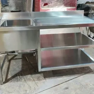 SS Sink Unit with Table & 2 Half Under Shelf, TTK