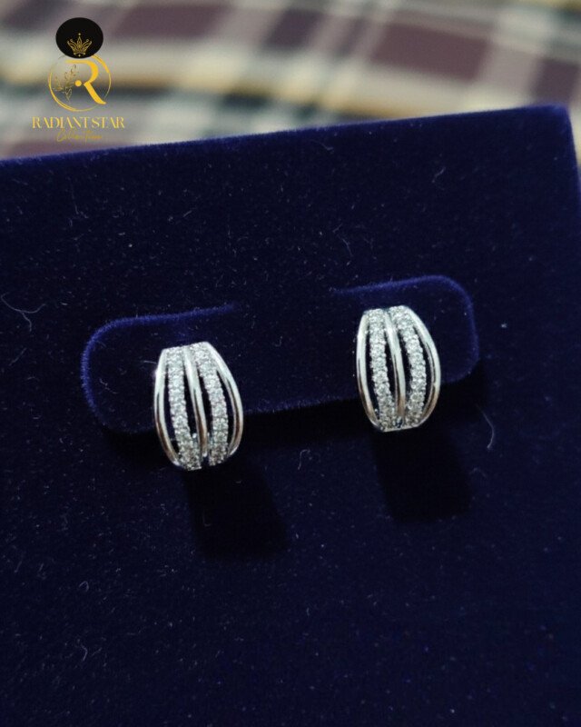 Silver pavé clip earrings